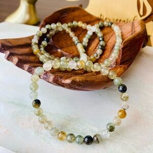 Handmade Green Phantom Quartz Crystal Bead Bracelet 6mm